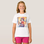 ハスキー犬のクリスマスを飾る美しいアニメガール Tシャツ (正面フル)