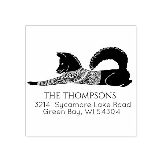 ハスキー犬のクリスマスセーター家族の住所 ラバースタンプ (インプリント)