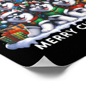 ハスキー犬のクリスマスツリーメリークリスマスマッチング ポスター (角)