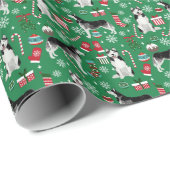 ハスキー犬のクリスマス休暇 ラッピングペーパー (ロールコーナー)