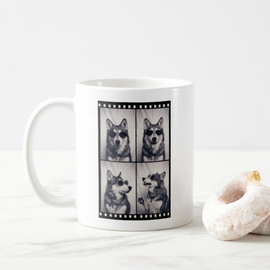 ハスキー犬のポートレート コーヒーマグカップ (ドーナツ)