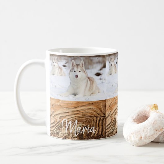 ハスキー犬のマグ コーヒーマグカップ (ドーナツ)