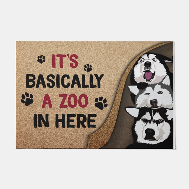 ハスキー犬のマット、基本的にはここの動物園だ ドアマット (正面)