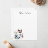 ハスキー犬の子犬の水色かわいいパーソナライズされた ノートカード (正面/裏面インサイチュ)