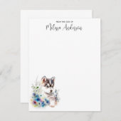 ハスキー犬の子犬の水色かわいいパーソナライズされた ノートカード (正面/裏面)