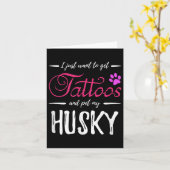 ハスキー犬の恋人タトゥーおもしろい犬ママのギフトアイディア カード (黄色い花)