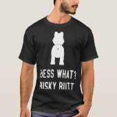 ハスキー犬の愛の女性の男性は何ハスキーお尻を推測 Tシャツ (正面)