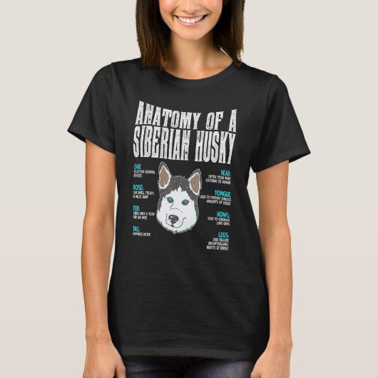 ハスキー犬の解剖学 Tシャツ (正面)