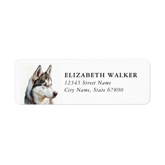 ハスキー犬の返送先住所ラベル ラベル (正面)