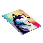 ハスキー犬の野生自然動物の色絵画芸術 ノートブック (右側)