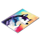 ハスキー犬の野生自然動物の色絵画芸術 ノートブック (左側)