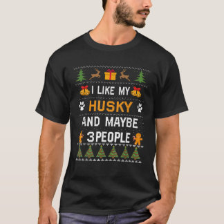 ハスキー犬の飼い主へのギフト ハスキー犬 クリスマスのセーター Tシャツ