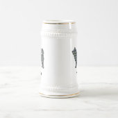 ハスキー犬の黄色と青のグリッド線 ビールジョッキ (中央)