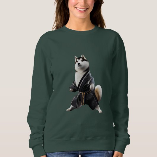 ハスキー犬は空手を知っている、ハスキー犬の空手選手 スウェットシャツ (正面)