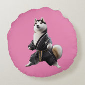 ハスキー犬は空手を知っている、ハスキー犬の空手選手 ラウンドクッション (裏面)