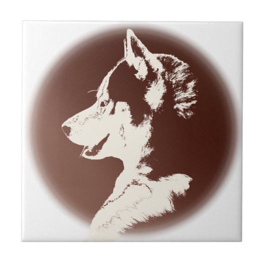 ハスキー犬アートセラミックタイルそり犬の装飾とギフト タイル (正面)
