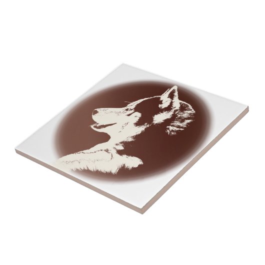 ハスキー犬アートセラミックタイルそり犬の装飾とギフト タイル (側面)