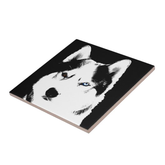 ハスキー犬アートセラミックタイルマラムートウルフ犬のギフト タイル (側面)