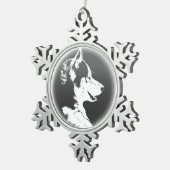 ハスキー犬オーナメントカスタムハスキー子犬の装飾 スノーフレークピューターオーナメント (右)