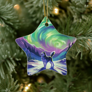 ハスキー犬オーナメントペットラバーギフト、ペットポートレート セラミックオーナメント