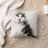 ハスキー犬クールの水彩贈与好き クッション (ブランケット)
