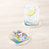 ハスキー犬コンピュータ虹の水の色の技術精通 コースター (側面)