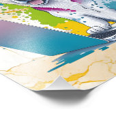 ハスキー犬コンピュータ虹の水の色の技術精通 フォトプリント (角)