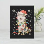 ハスキー犬サンタ帽子 クリスマスツリーライト クリスマス 招待状 (スタンド正面)