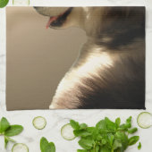 ハスキー犬タオルのハスキーなマラムートカップ茶タオル キッチンタオル (折り畳み)