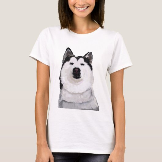 ハスキー犬ハッピーハスキーのシャツ Tシャツ (正面)