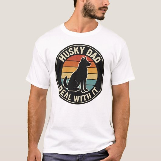 ハスキー犬パパのTシャツ - 面白いハスキー犬オーナー Tシャツ (正面)