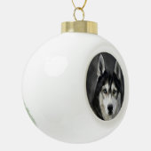 ハスキー犬ビッグドッグアニマルペット セラミックボールオーナメント (左)