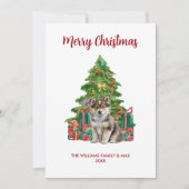 ハスキー犬ファミリークリスマス シーズンカード (正面)