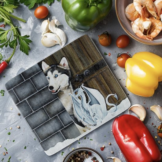 ハスキー犬ホワイトドラゴンアドベンチャー カッティングボード