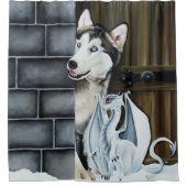 ハスキー犬ホワイトドラゴンアドベンチャー シャワーカーテン (正面)