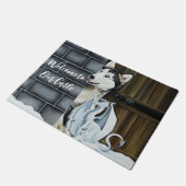 ハスキー犬ホワイトドラゴンアドベンチャー ドアマット (アングル)