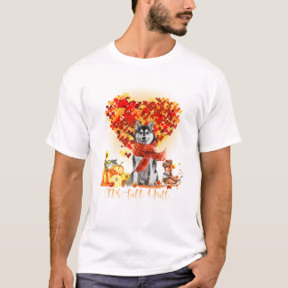 ハスキー犬好きのためのオール秋デザイン Tシャツ