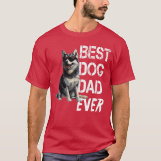 ハスキー犬好きの男性のためのビンテージ風デザイン 最高のハスキー犬パパ Tシャツ