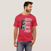 ハスキー犬好きの男性のためのビンテージ風デザイン　最高のハスキー犬パパ Tシャツ (正面フル)