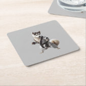 ハスキー犬遊空手、空手チャンピオンハスキー犬 スクエアペーパーコースター (アングル)