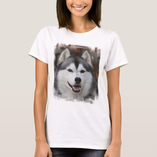 ハスキー犬長袖シャツ Tシャツ (正面)