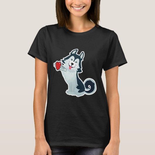 ハスキー犬の愛犬 Tシャツ (正面)