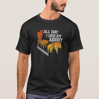 ハスキー犬+マッシャーのスレッドッグ・マッシングに夢中 Tシャツ