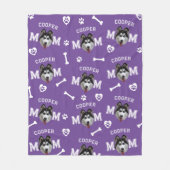 ハスキー犬、紫の名前のパーソナライズされたリピート フリースブランケット (正面)