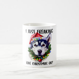 ハスキー私だけフレッキングラブクリスマスオククリスマス コーヒーマグカップ