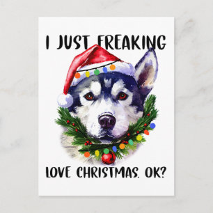 ハスキー私だけフレッキングラブクリスマスオククリスマス ポストカード