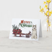 ハスキー素朴のクリスマス カード (黄色い花)