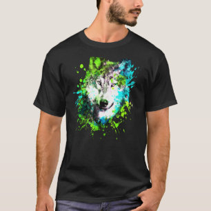 ハスキー絵画の狼 Tシャツ