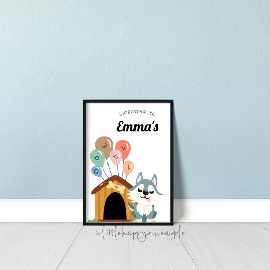 ハスキー誕生日パーティーのサイン ポスター