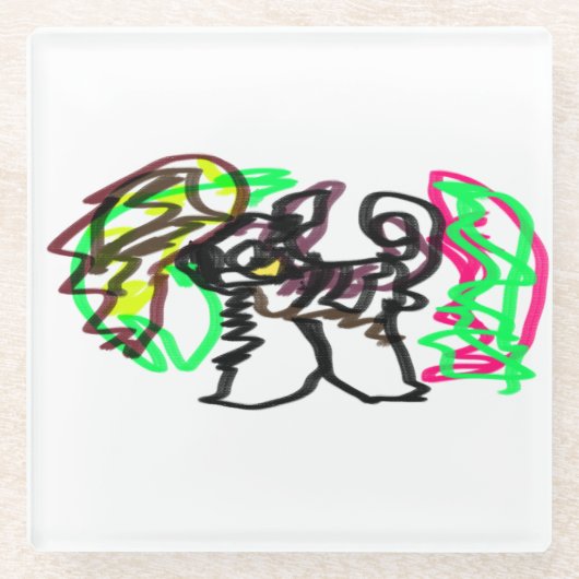 ハスキー遊秋 ガラスコースター (正面)